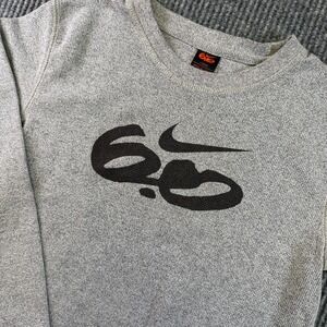 Nike 6.0 Youth Thermal Shirt L 14-16 Gray Long Sleeve Waffle Knit Logo